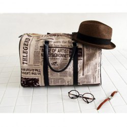 Vintage News Print Duffle Style